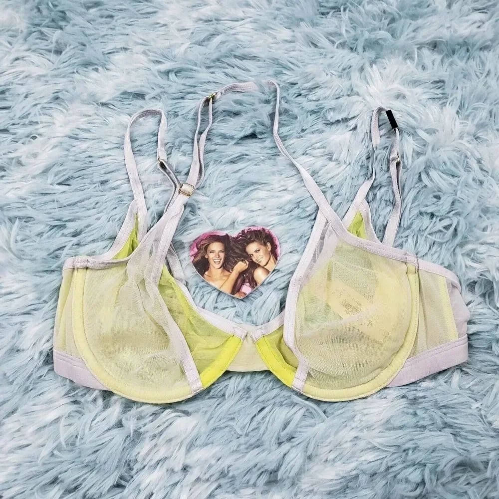 Victoria's Secret Strappy Unlined Halter Cutout Bra Mesh 32 C